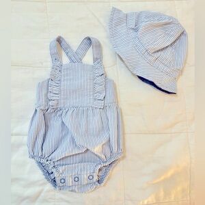 Carter’s Just One You Newborn Girl Seersucker Romper with Bubble Hat